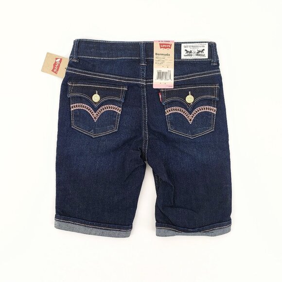 LEVI'S nwt Sparkly Shine Classic Bermuda Dark Wash Shorts 6X - Picture 3 of 3